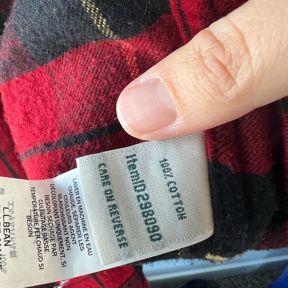LL Bean red black plaid flannel button down long sleeve shirt Men’s Sz XL - Picture 5 of 5
